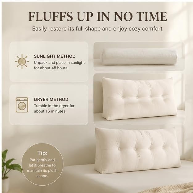 Dorm Bed Wedge Headboard Pillow Back Support Cushion，Coffee：23.62x15.75in - Image 7