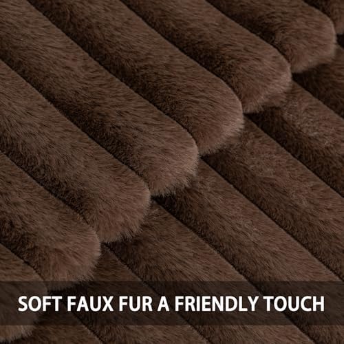 Pack of 2 Faux Fur Christmas Throw Pillow Covers 24x24 Inch, Dark Coffee - Image 2