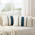 Fancy Homi Set of 2 Boho Teal Long Lumbar Decorative Throw Pillow Cover 14x24 by Fancy+Homi