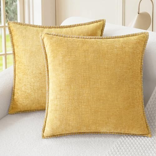 CaliTime Decorative Couch Throw Pillow Covers 20 X 20 Inches Gold by CaliTime