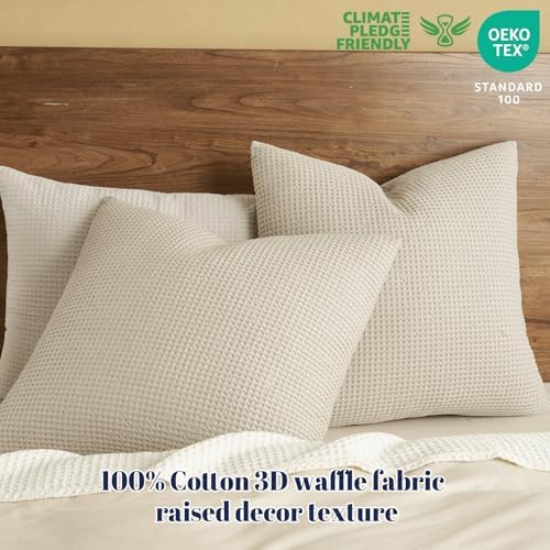 PHF Cotton Waffle Euro Shams 26" x 26", No Insert - Image 2