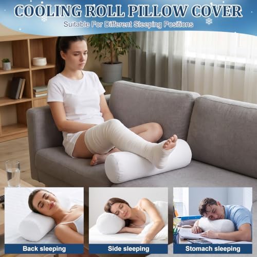 Newwiee 2 Pcs Cooling Neck Roll Pillow Case, 16 x 6 Inch - Image 6