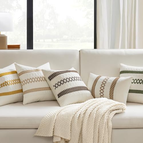 MIULEE Set of 2 Coco Brown Boho Decorative Pillow Covers 20x20 Inch - Image 2