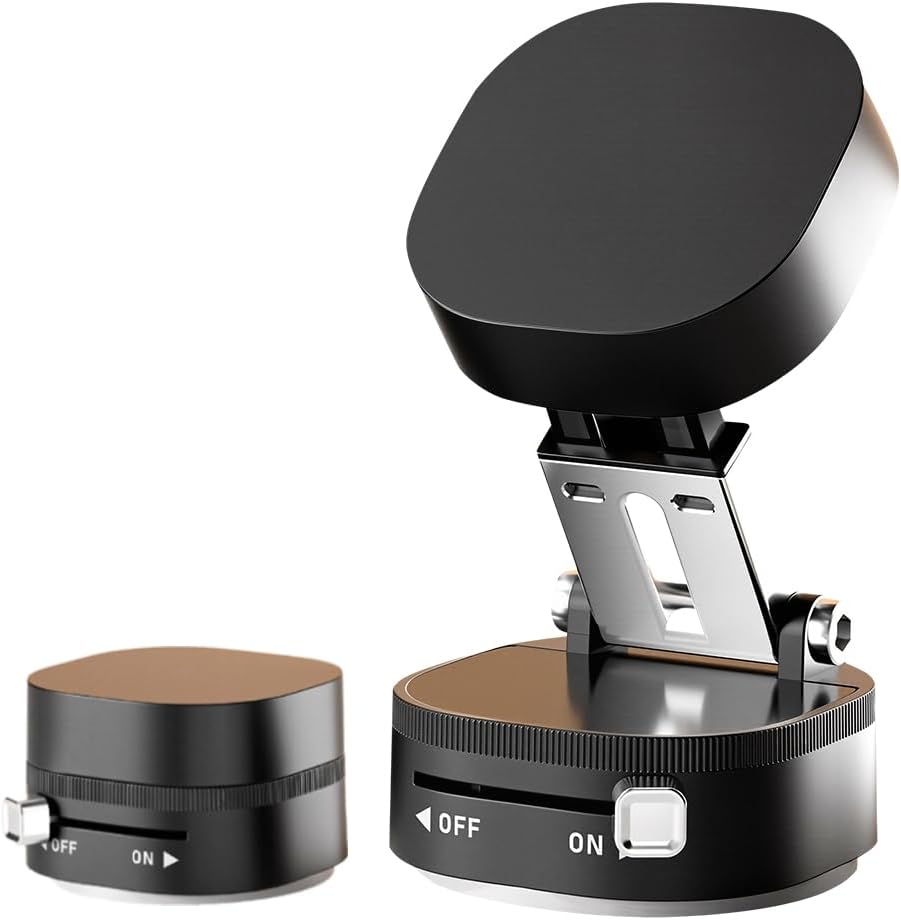 360° Adjustable Vacuum Magnetic Phone Holder, Foldable Magnetic Car Phone Holder for Your Car, Hands-Free Suction Cup Phone Mount for Car/Gym/Mirror/Smooth Surface for iPhone & Android (Black)