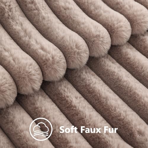 decorUhome Fall Faux Fur Throw Pillow Covers 24x24 Set of 2 Light Coffee - Image 3