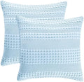 PHF Cotton Waffle Weave Euro Sham Covers 26" x 26", Baby Blue, No Insert by PHF