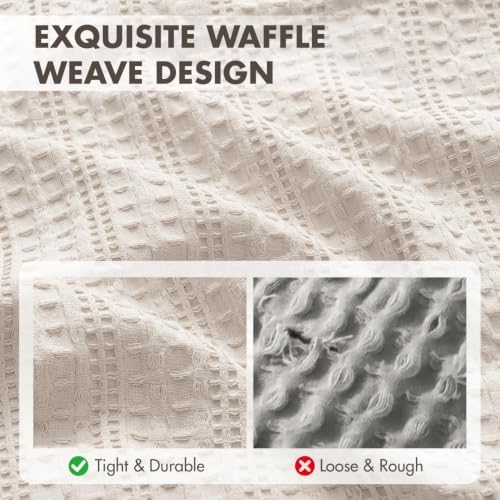 Decorative Waffle Euro Sham Pillow Covers 26x26 Cream 2 Pack - Image 5