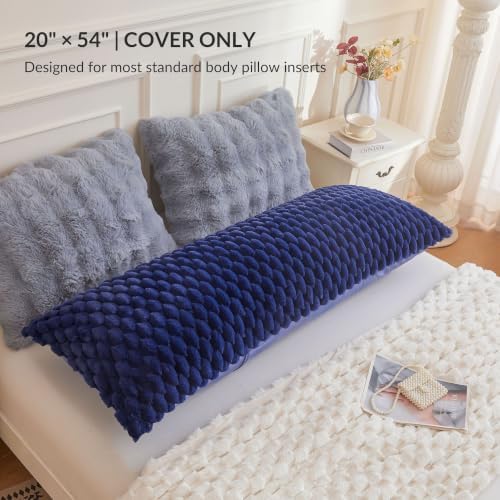 XeGe 3D Bubble Fluffy Faux Rabbit Fur Body Pillow Cover 20x54 - Image 3