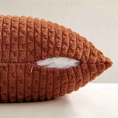 MIULEE Euro Sham Fall Decorative Throw Pillow Covers 22x22 Rust Corduroy - Image 6