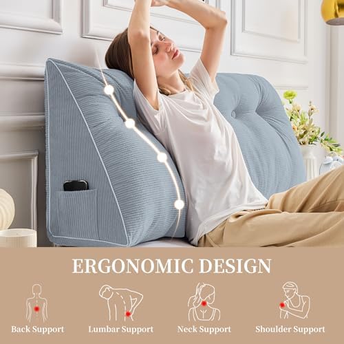 Sasttie Headboard Pillow Queen, Wedge Pillow Headboard - Image 3