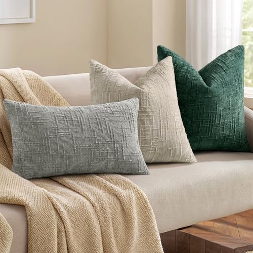 decorUhome Textured Chenille Throw Pillow Covers 18x18 Set of 2 Green - Image 5