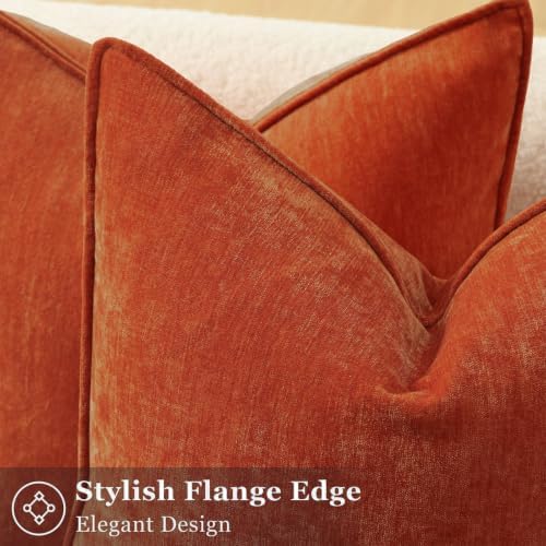 decorUhome Chenille Rust Velvet Throw Pillow Covers 18x18 Set of 2 - Image 2