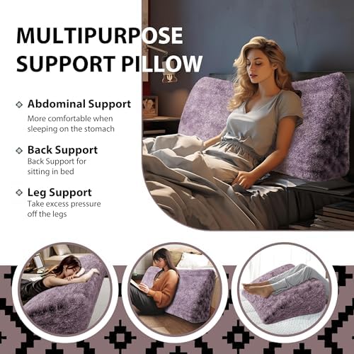 Thicken Furry Headboard Pillow King Padded Headboard Large Bolster Triangular - Image 3