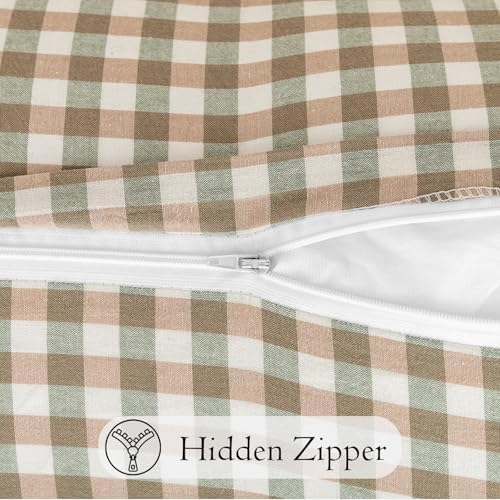 JoraLion Ruffled Lumbar Pillow Cover 14x36 Gingham Green - Image 4