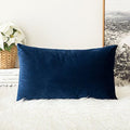 MIULEE 12x20 Inch Lumbar Velvet Throw Pillow Cover Set of 1 Dark Blue by MIULEE