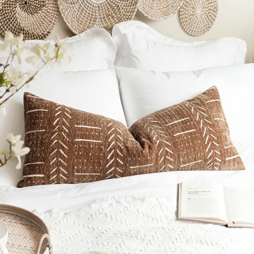 BlissBlush Boho Lumbar Throw Pillow Cover 14X36, Farmhouse Woven Textured by BlissBlush