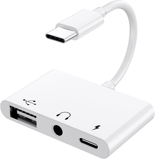 USB C to 3.5mm Jack Headphone Adapter with Charger OTG Cable Adapter, Type C to Aux Audio Earphones Splitter for Samsung Galaxy S22 Ultra S21 S20 i-Pad Pro Air Pixel 4 Laptops