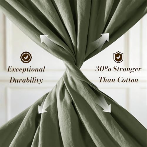 SONORO KATE 100% French Linen Queen Size Sheets Set, Natural Flax Bedding - Image 4