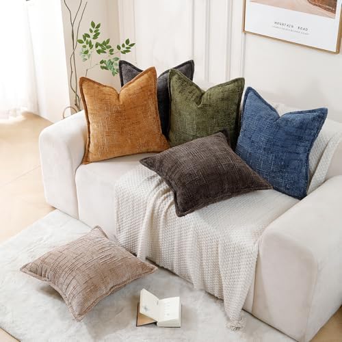 HPUK Chenille Throw Pillow Covers 18x18 Inch, Soft Woven Texture - Image 5