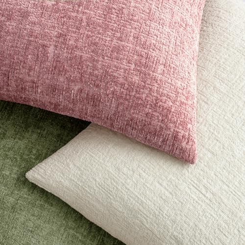 MIULEE Couch Pillow Covers Textured Chenille Home Decor 20x20 Blush Pink - Image 3