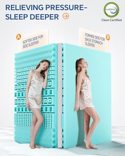 BEDELITE Twin XL Memory Foam Mattress Topper Dual Layer - Image 4