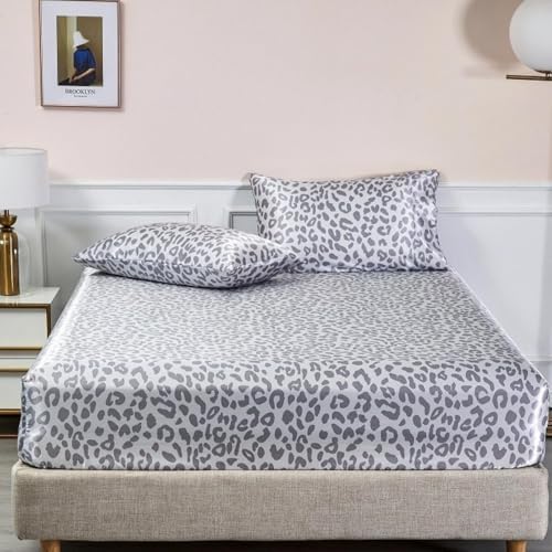Grey Leopard Printed Pillow Case, King Cheetah Satin Pillowcase 2 Pack - Image 7