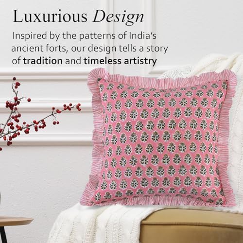 CPC Poppy Pink Ruffle Throw Pillow Covers - Image 6