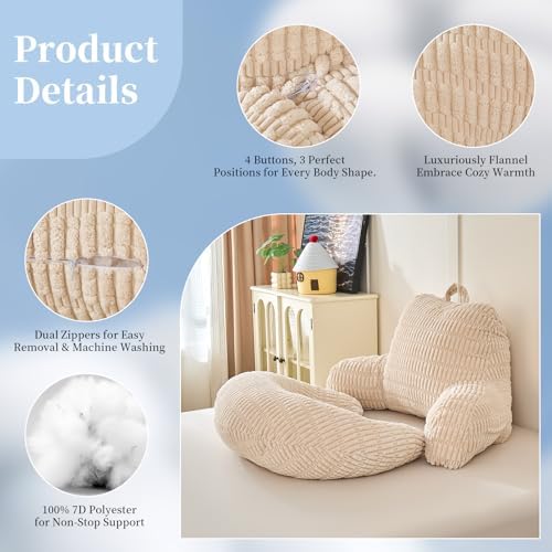 17" Reading Pillow for Bed, U Shaped Arm & Elbow Support - Image 6