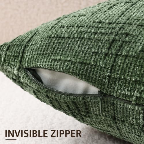 decorUhome Textured Chenille Throw Pillow Covers 18x18 Set of 2 Emerald - Image 3