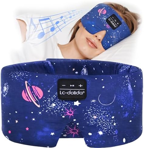 LC-dolida Sleep Mask with Bluetooth Headphones, Extra Large Silk Eye Mask by LC-dolida