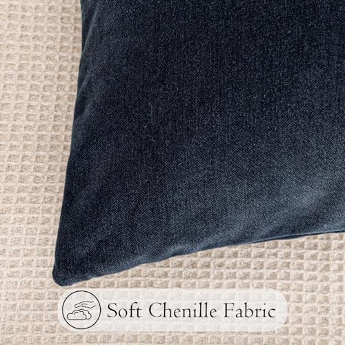 JoraLion Chenille Lumbar Pillow Covers 14X36 inch Dark Blue - Image 4