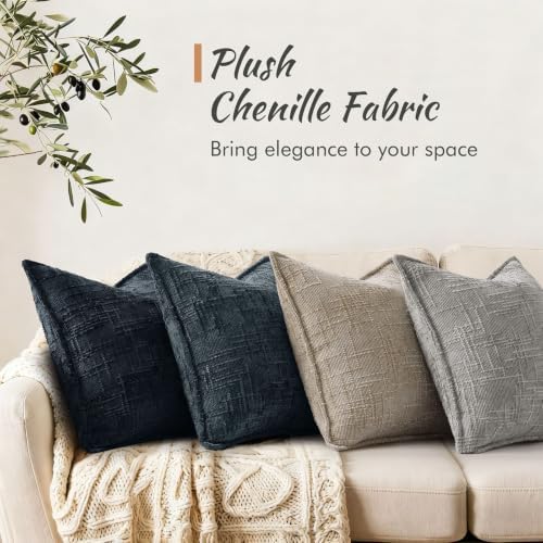 decorUhome Chenille Throw Pillow Covers 20x20 Set of 2, Dark Teal - Image 4