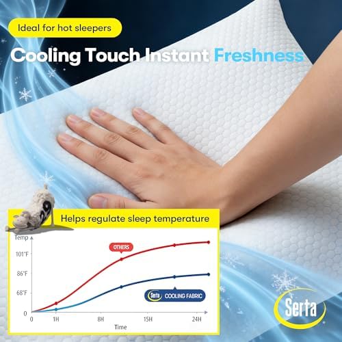 Serta Cooling Bed Pillows Queen Size Set of 2, Medium Soft - Image 4