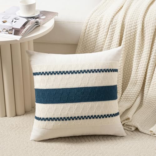 Fancy Homi Set of 2 Boho Teal Decorative Throw Pillow Cover 20x20 Inch - Image 2