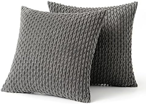 MIULEE Decorative Throw Pillow Covers 18x18 Dark Grey Textured Corduroy - Image 6