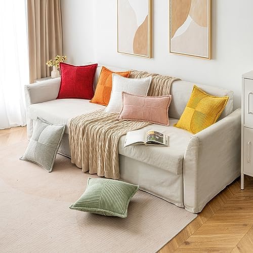 MIULEE Decorative Lumbar Throw Pillow Covers 12x20 Inch Red 2 Pack - Image 4