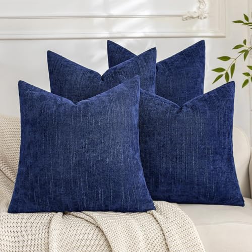 Set of 4 Soft Textured Decorative Throw Pillow Covers 18x18 Inch Cozy Farmhouse by Cozoomy