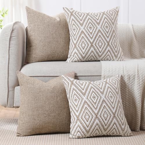 HPUK Throw Pillow Covers 18x18, Light Brown Couch Pillow Covers - Image 7