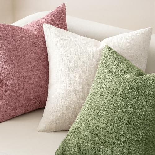 MIULEE Couch Pillow Covers Textured Chenille Home Decor 20x20 Blush Pink - Image 4
