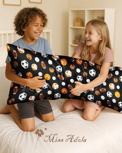 Miss Adola Kids Silk Body Pillow Cover 20x54 Inch, Sports Balls - Image 6