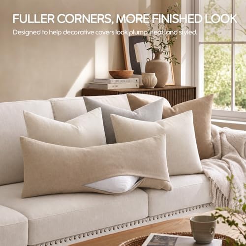 Feather Throw Pillow Inserts Set of 2, Soft Fluffy Square 22 x 22 Inches - Image 7