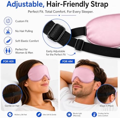 Cooling Sleep Mask with Mulberry Silk Surface & Removable Gel Pack - Image 6