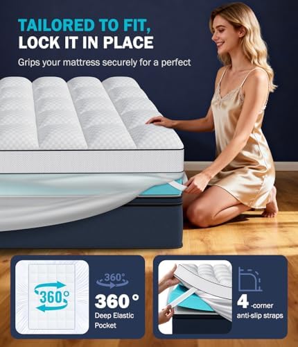 Full 4 Inch Dual Layer Memory Foam Mattress Topper, Cooling Gel Pad - Image 3