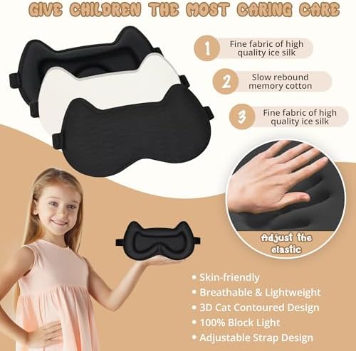 Kids Sleep Mask Eye Mask: 3D Contoured Cup Sleeping Masks Pressure-Free - Image 4