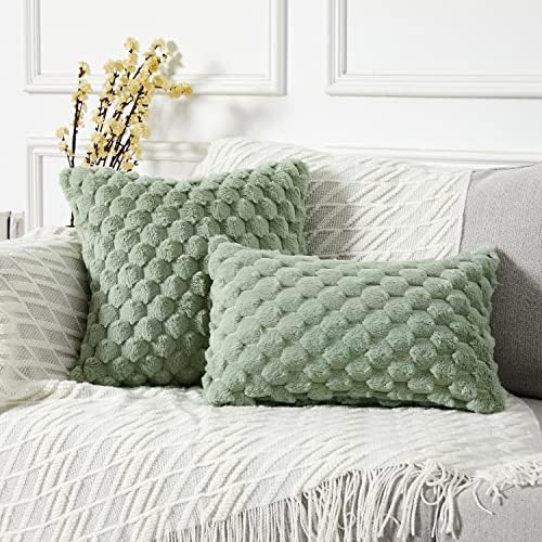 Yaertun Pack of 2 Super Soft Cozy Decorative Throw Pillow Covers Fuzzy Plush - Image 2