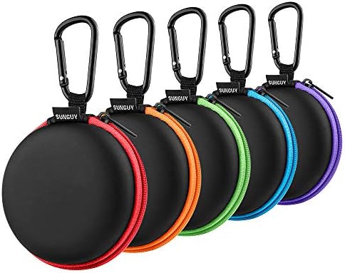 SUNGUY [5-Pack Earphone Carry Case, Small Round Pocket Earbud Travel Carrying by SUNGUY