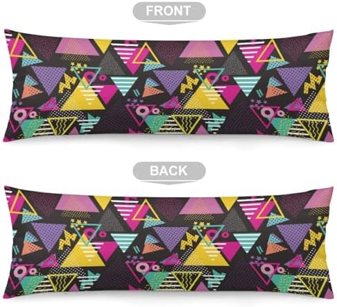 Retro 80s 90s Body Pillow Pillowcase Retro Memphis Pattern Long Body Pillow - Image 2