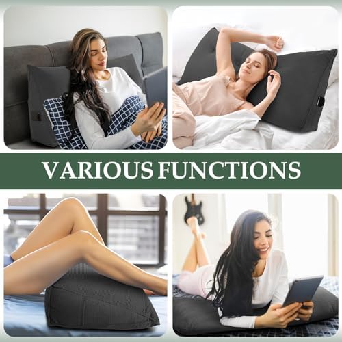 Headboard Pillow Twin, Wall Backrest Wedge Pillow Headboard, Dark Grey - Image 6