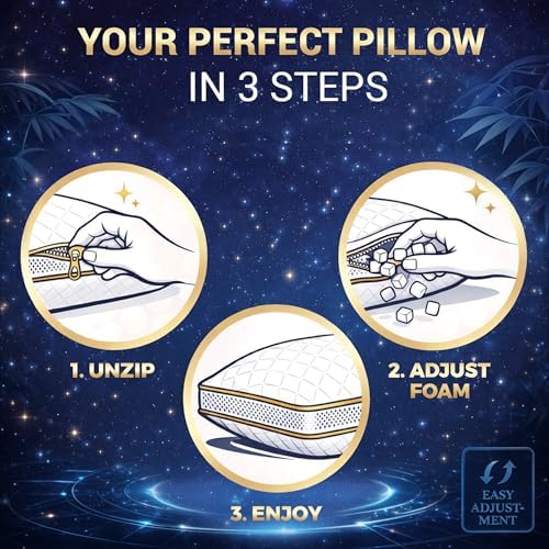 Royal Therapy 2-Pack King Memory Foam Pillow, Adjustable Shredded Odor-Free - Image 4