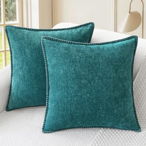 CaliTime Decorative Couch Throw Pillow Covers 24 X 24 Inches Teal by CaliTime
